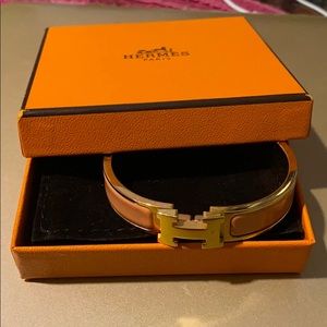 HERMÈS Enamel Clic H Bracelet Rose Gold